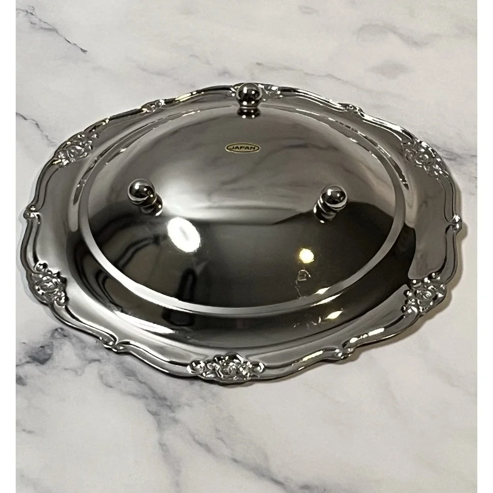 Japan Silver Silver Plated Pearlized Candy Dish 7 x 1.5